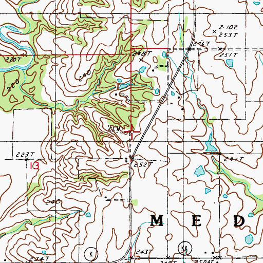 Topographic Map of Wallace Cemetery, MO