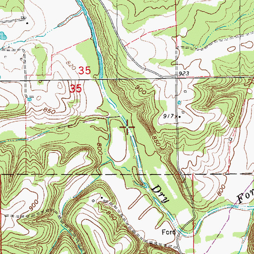 Topographic Map of Wallace Creek, MO