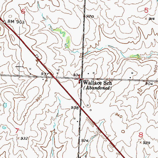 Topographic Map of Wallace School (historical), MO