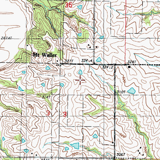 Topographic Map of Mount Waller, MO