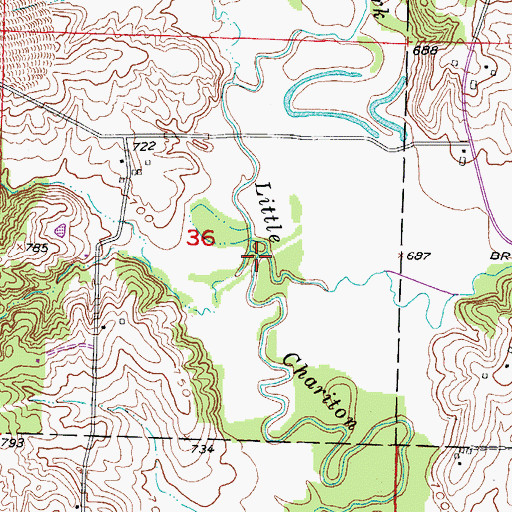 Topographic Map of Walnut Creek, MO