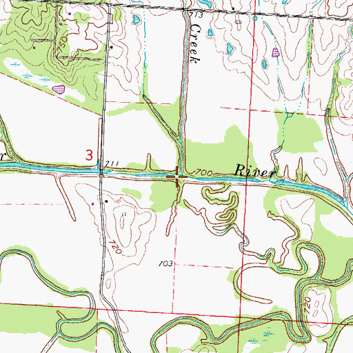 Topographic Map of Walnut Creek, MO