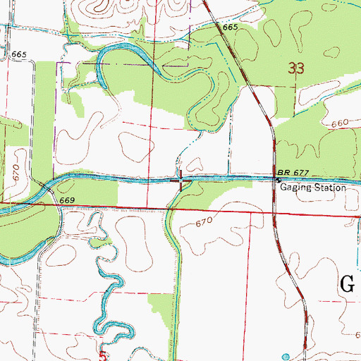 Topographic Map of Walnut Creek, MO