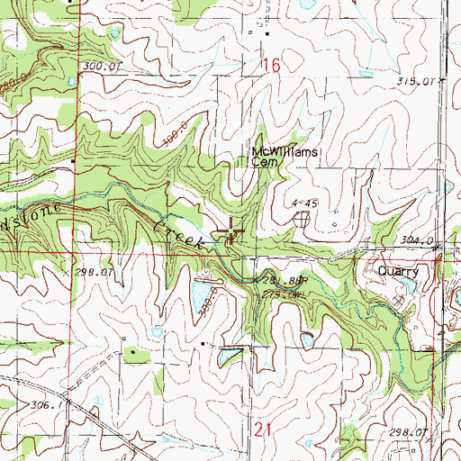 Topographic Map of Walnut Grove School (historical), MO