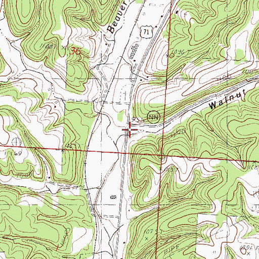 Topographic Map of Walnut Hollow, MO