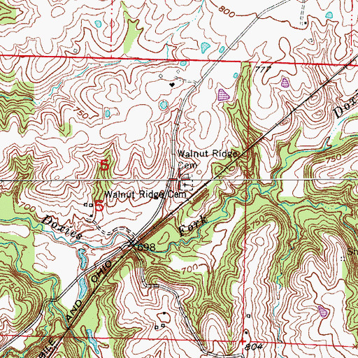 Topographic Map of Walnut Ridge Cemetery, MO