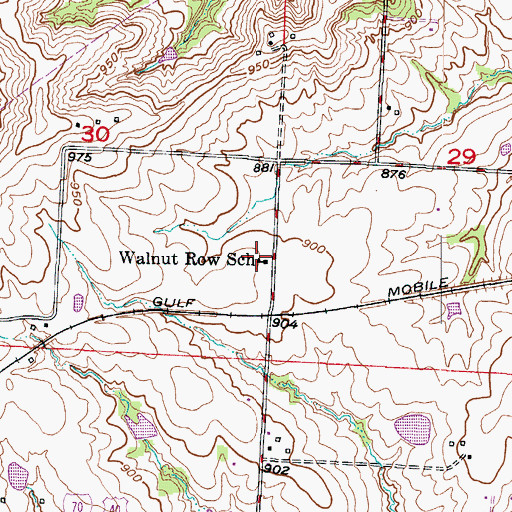 Topographic Map of Walnut Row School (historical), MO