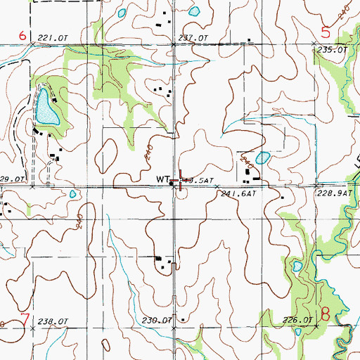 Topographic Map of Ward School (historical), MO