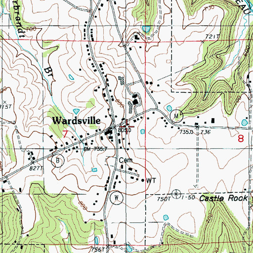 Topographic Map of Wardsville, MO