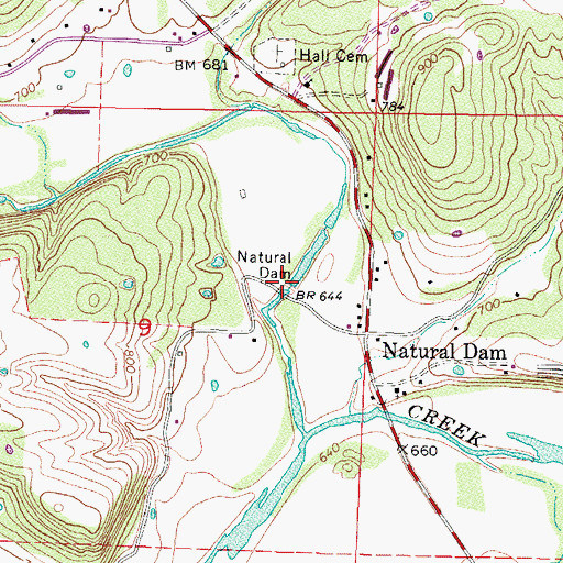 Topographic Map of Natural Dam, AR
