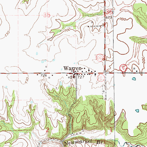 Topographic Map of Warren, MO