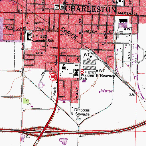 Topographic Map of Warren E Hearnes School, MO