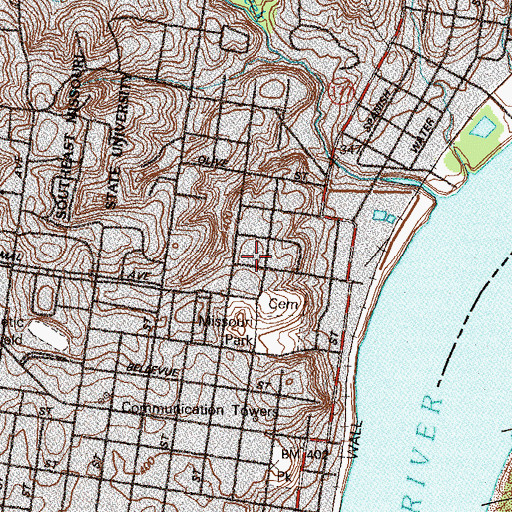 Topographic Map of Washington School, MO