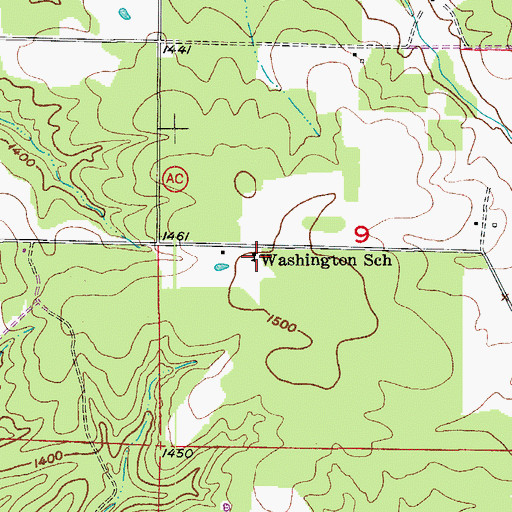 Topographic Map of Washington School, MO