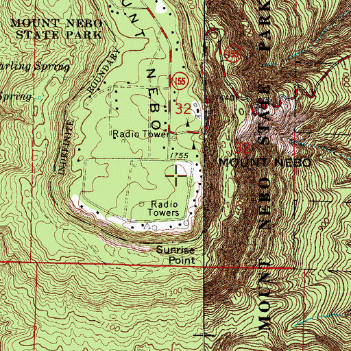 Topographic Map of Mount Nebo, AR