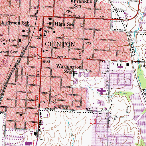Topographic Map of Washington School (historical), MO