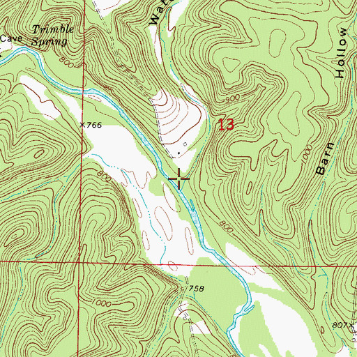Topographic Map of Water Hollow, MO