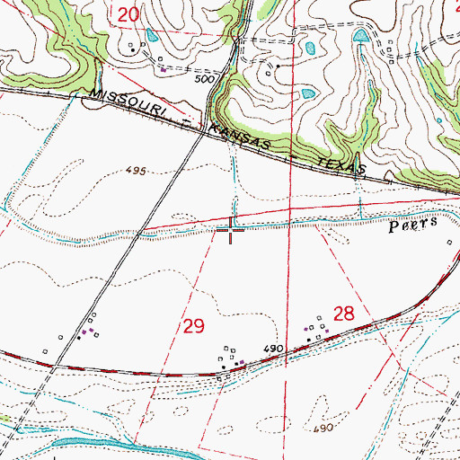 Topographic Map of Water Run, MO