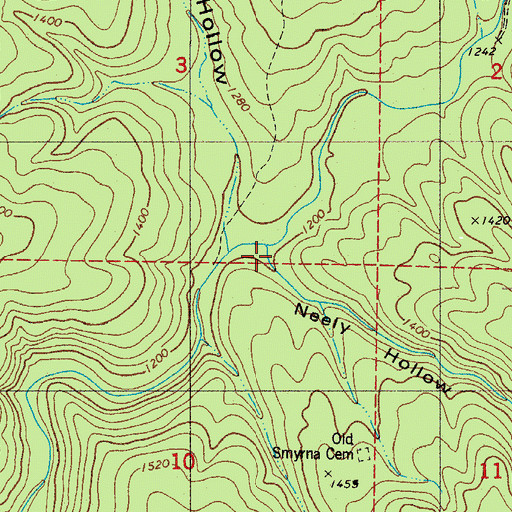 Topographic Map of Neely Hollow, AR