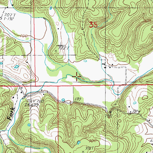 Topographic Map of Watered Fork, MO