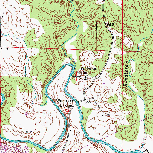 Topographic Map of Waterloo Cemetery, MO