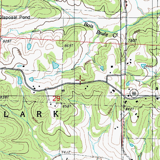 Topographic Map of Waterloo School (historical), MO