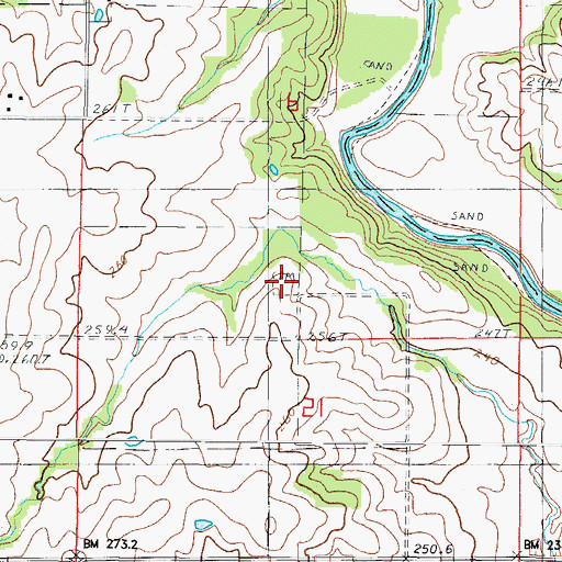 Topographic Map of Waters Cemetery, MO