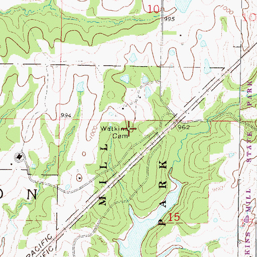 Topographic Map of Watkins Cemetery, MO