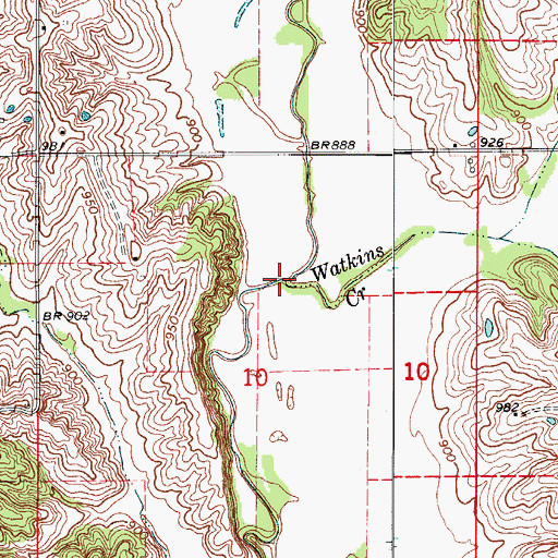 Topographic Map of Watkins Creek, MO