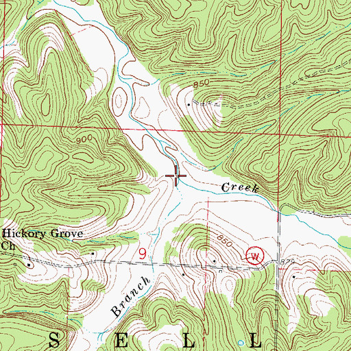 Topographic Map of Watson Branch, MO