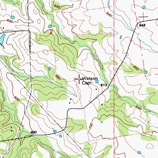 Topographic Map of Watson Cemetery, MO