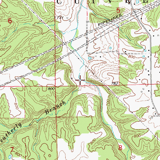 Topographic Map of Weatherly Branch, MO