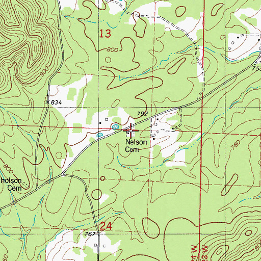 Topographic Map of Nelson Cemetery, AR