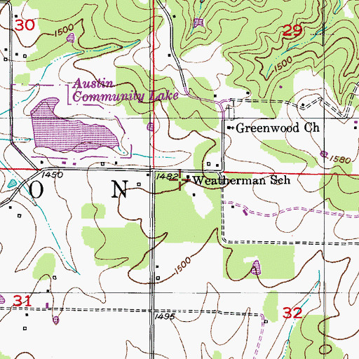 Topographic Map of Weatherman School, MO