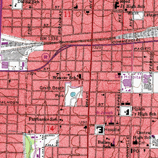 Topographic Map of Weaver School, MO