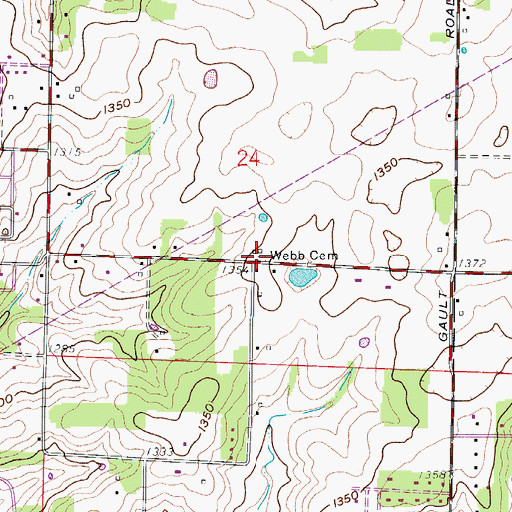 Topographic Map of Webb Cemetery, MO