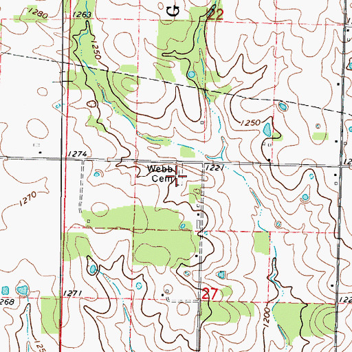 Topographic Map of Webb Cemetery, MO