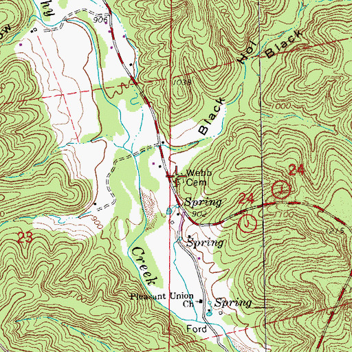 Topographic Map of Webb Cemetery, MO