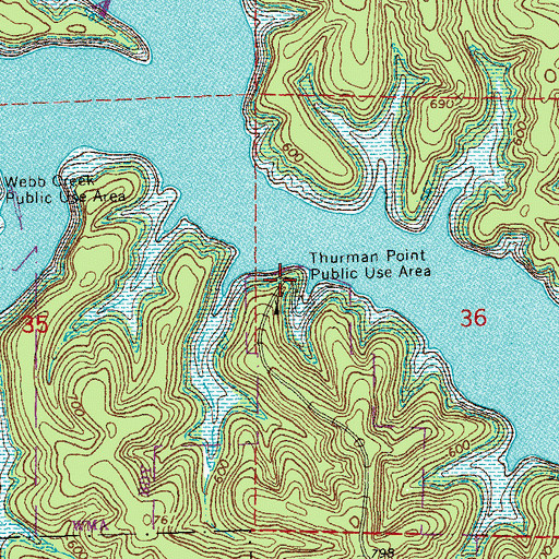 Topographic Map of Webb Creek Public Use Area, MO