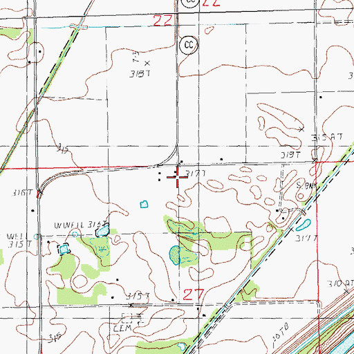 Topographic Map of Webb School, MO