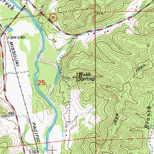 Topographic Map of Webb Spring, MO