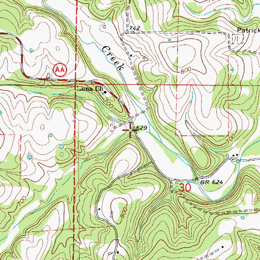 Topographic Map of Weidensaul Hollow, MO