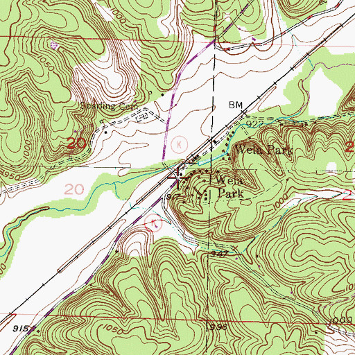 Topographic Map of Wela Park, MO