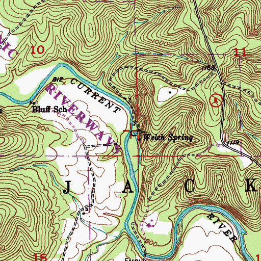 Topographic Map of Welch Spring, MO
