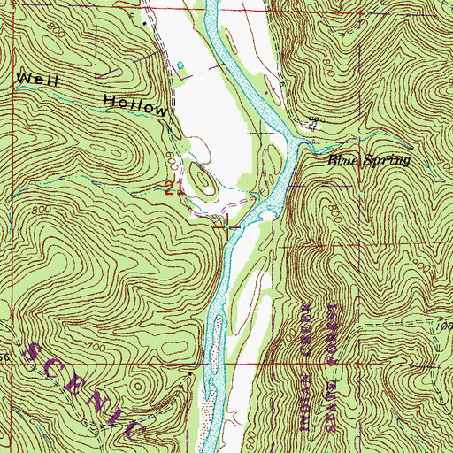Topographic Map of Well Hollow, MO