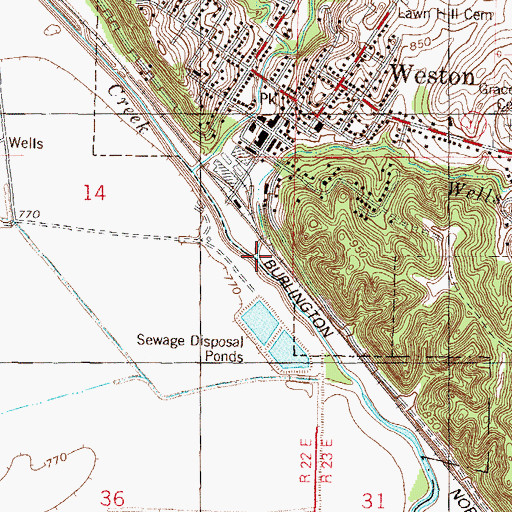 Topographic Map of Wells Branch, MO