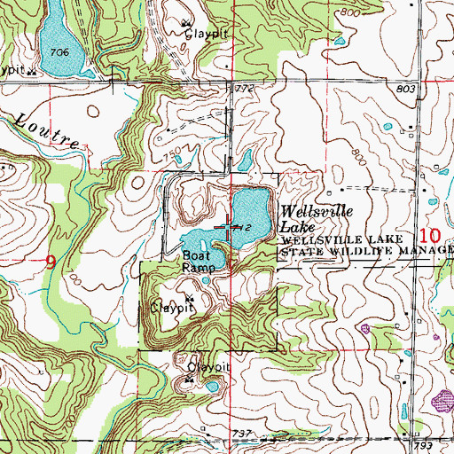 Topographic Map of Wellsville Lake, MO