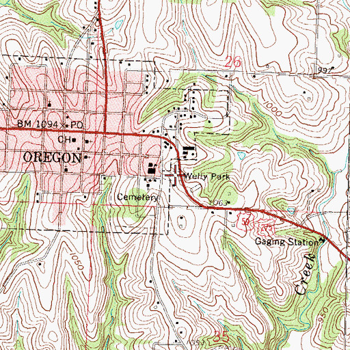 Topographic Map of Welty Park, MO