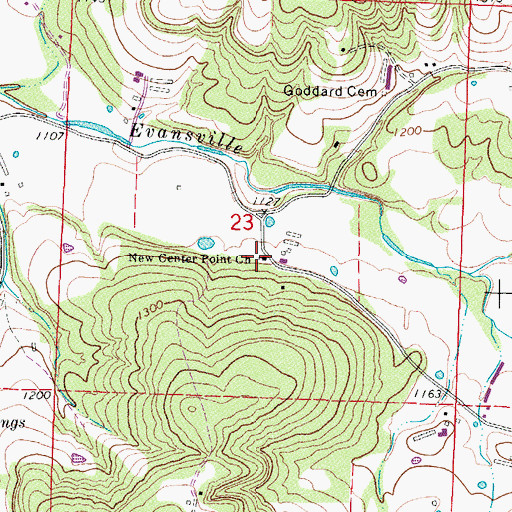 Topographic Map of New Center Point Church, AR