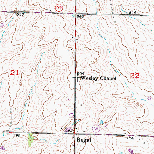 Topographic Map of Wesley Chapel, MO